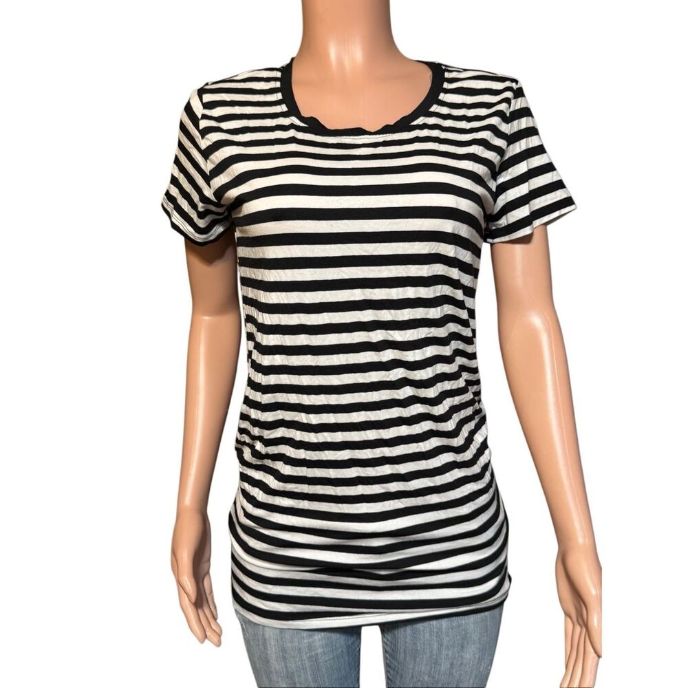 Heart&hip Crew neck black striped short sleeve tee t-shirt S